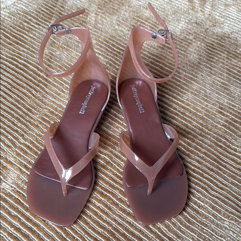 Jeffrey Campbell Tan Jelly Kitten He’ll Sandals Size 8